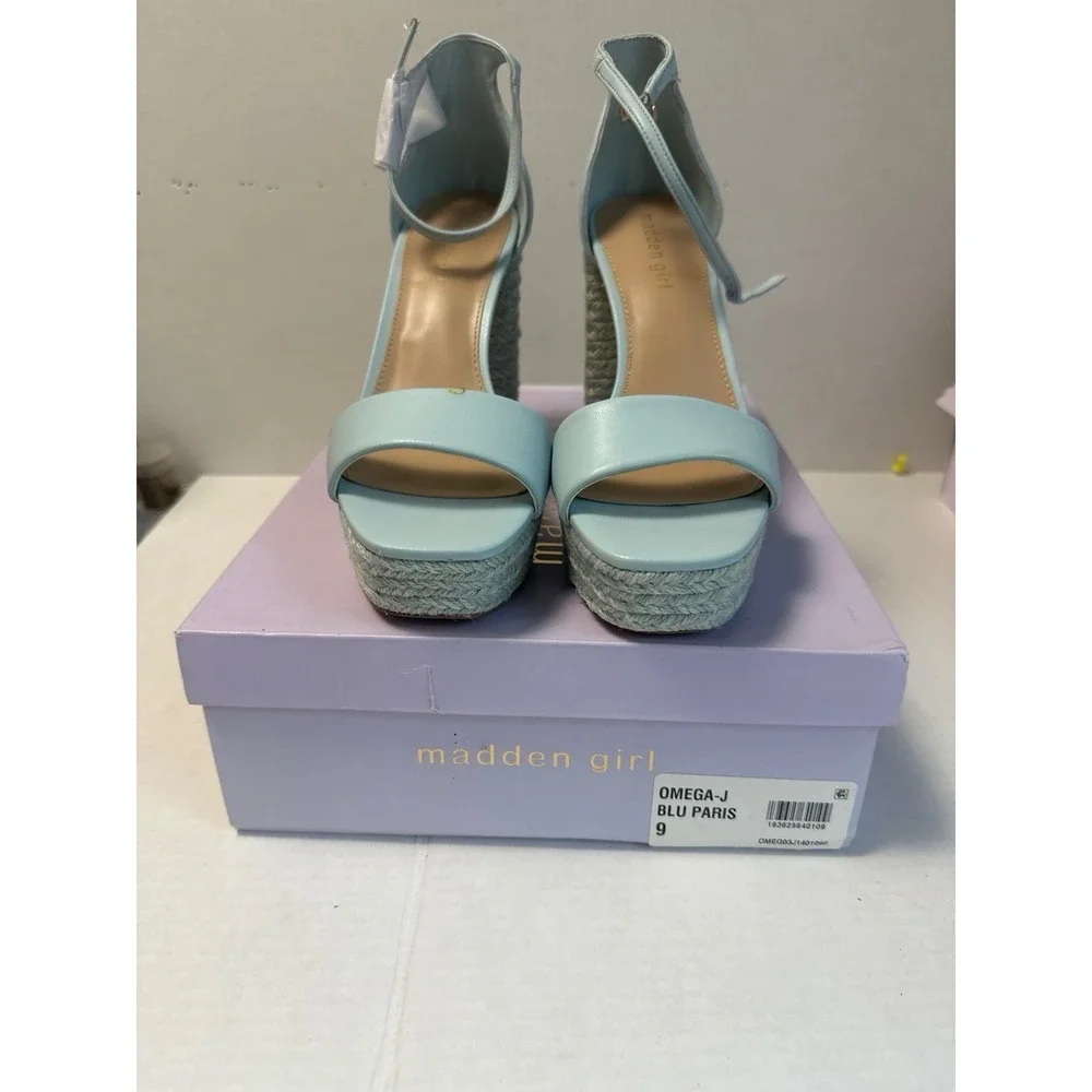 Madden Girl Omega-J Womens Light Blue Espadrille Platform Sandals Size 9 NIB